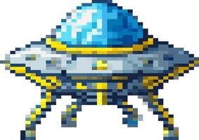 Pixelated UFO Spaceship in Retro 8-Bit Game Style vector