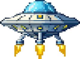 8-Bit UFO Invader in Classic Retro Pixel Style vector