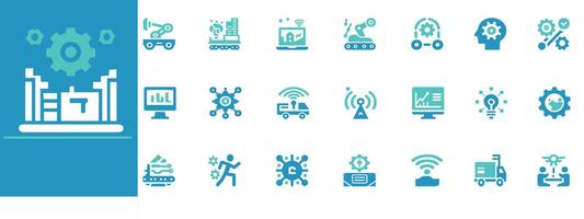 Factory Automation Icon Robotic Arm, Smart Industry 4.0 Symbol, Industrial Automation, Modern Manufacturing Technology UI UX vector