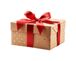 A gift box with red ribbon and polka dots png