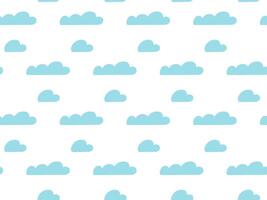 Seamless blue clouds pattern. Kids Minimalism background. Perfect for baby products, children s textiles, nursery decor, packaging, playful design projects. Cute style ideal for creating a vector