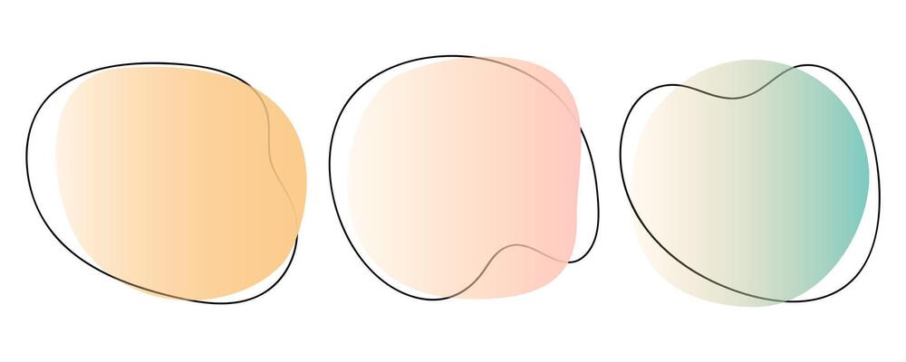 Color liquid blob shapes, pastel gradient organic random forms with lines, abstract fluid silhouette, simple smooth ink stain. Highlight for branding, social media, packaging, web design
