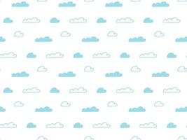 Seamless blue clouds pattern. Kids Minimalistic background. Perfect for baby products, children s textiles, nursery decor, packaging, playful design projects. Cute style ideal for creating a vector