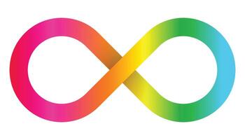 Autism rainbow infinity sign. Autistic spectrum. Rainbow gradient in the shape of the infinity symbol. Eight sign colorful gradient. vector