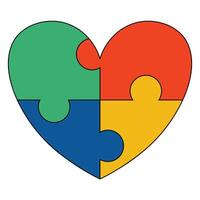 Autism puzzle colorful heart shape. Autism Awareness Month. Multicolored puzzle in the form of heart. Healthcare concept. vector