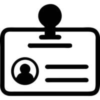 Simple black and white ID card icon with lanyard, suitable for various applications. vector