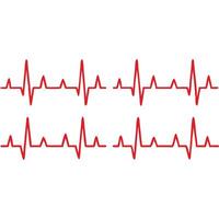 Red EKG heartbeat lines, medical graphic design element, two lines. vector