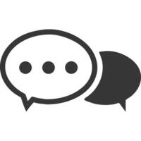 Simple illustration of two speech bubbles, representing communication or conversation. vector