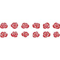 Twelve stylized red rose illustrations, perfect for design projects. vector