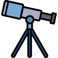 Cartoon illustration of a telescope on a tripod, perfect for astronomy or science concepts. vector