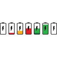 Battery level indicator, seven stages of charge, simple graphic design. vector