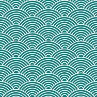 Teal and white seamless pattern with overlapping semicircles, creating a wave-like effect. vector