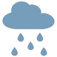 Simple blue cloud with raindrops falling, weather icon, minimalist design. vector