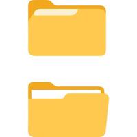 Simple yellow folder icons, empty and full, for digital organization and storage. vector