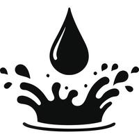Stylish black silhouette of a water drop splashing into a puddle. vector