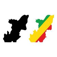 Republic of the Congo map with and without flag overlay. Simple, illustration. vector