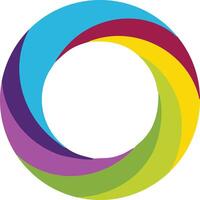 Abstract colorful circular design with vibrant hues and a central white space. vector
