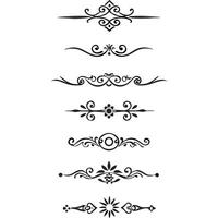 Seven elegant black decorative dividers, perfect for design projects. vector