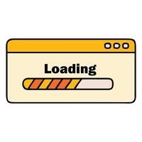 Cartoon illustration of a website loading bar interface. vector