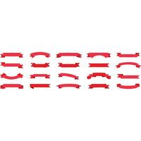 Collection of red ribbon banners in various shapes and styles, perfect for design projects. vector