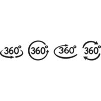 Four variations of a 360 degree rotation icon with arrows, perfect for website or app design. vector