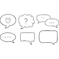 Hand-drawn speech bubbles set with various shapes and expressions, perfect for communication design. vector
