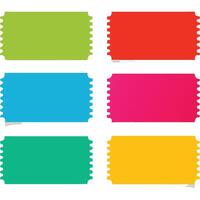 Six colorful perforated ticket stubs, ideal for various design projects. vector