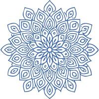 Elegant Blue Mandala with Circular and Swirled Patterns vector