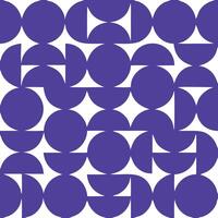 Abstract geometric pattern with purple circles and semicircles on a white background. vector