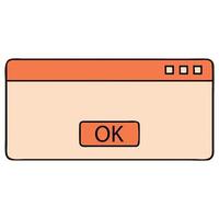 Simple cartoon illustration of an OK button on a computer window. vector