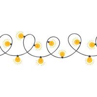Seamless pattern of yellow lightbulbs on a string, perfect for festive designs. vector