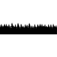Black silhouette of a dense evergreen forest, ideal for design elements. vector