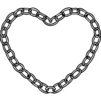 Black chain forming a heart shape, simple line art design, isolated on white background. vector