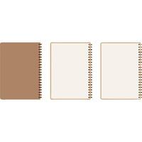 Three spiral notebooks one closed, two open, showing blank pages. Perfect for mockup. vector