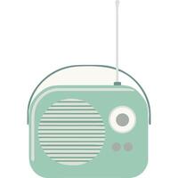 Retro-style teal portable radio with antenna, simple design, nostalgic illustration. vector