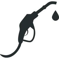 Simple black silhouette of a gas pump nozzle with a fuel drop. vector