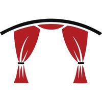 Abstract red curtains with a black rod, perfect for theater, stage, or performance design. vector