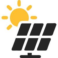 Simple illustration of a solar panel and sun, ideal for renewable energy concepts. vector