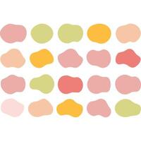 Collection of twenty pastel-colored organic shapes, perfect for backgrounds or design elements. vector