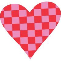 Red and pink checkered heart shape, simple graphic design element. vector
