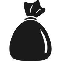 Simple black silhouette of a drawstring bag, perfect for various design projects. vector