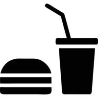 Simple black and white icon of a hamburger and soda. vector