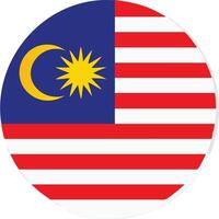 Circular Malaysian flag icon, vibrant colors, simple design, perfect for digital use. vector