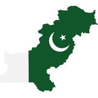 Pakistan map with flag, simple design, isolated on white background. vector