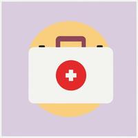 Simple flat design illustration of a white first aid kit with a red cross. vector