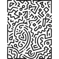 Abstract black and white doodle pattern, geometric shapes, hand-drawn illustration. vector