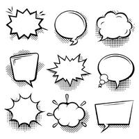 Nine different comic book style speech bubbles, perfect for adding text to your designs. vector
