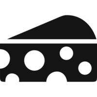 Simple black and white illustration of a wedge of cheese with holes. vector