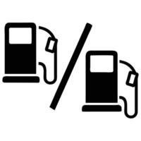 Gas station icons with a slash, symbolizing fuel price increase or shortage. vector