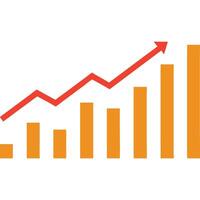 Abstract bar graph showing upward trend, growth, and progress with an arrow. vector